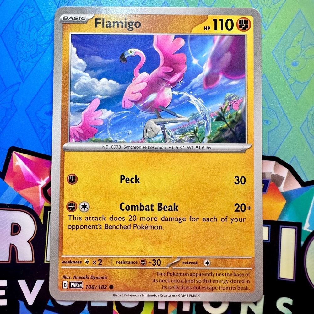 flamigo (106/182) - common — pokémon: paradox rift